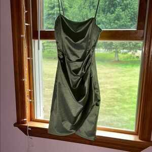 Elegant Green Satin Dress